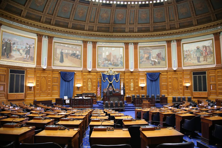 Massachusetts State House chamber with elegant decor