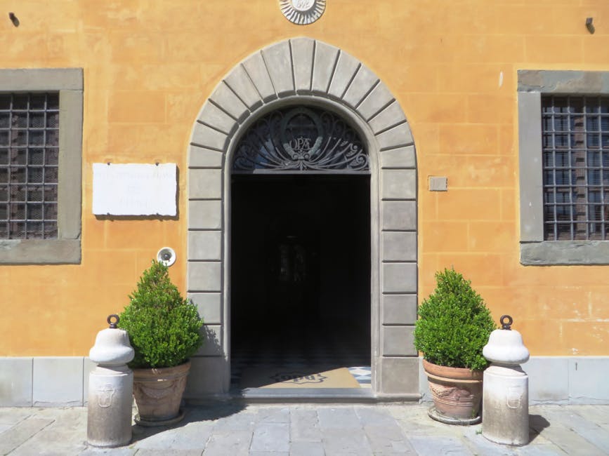 Elegant stone arch entrance of historic building